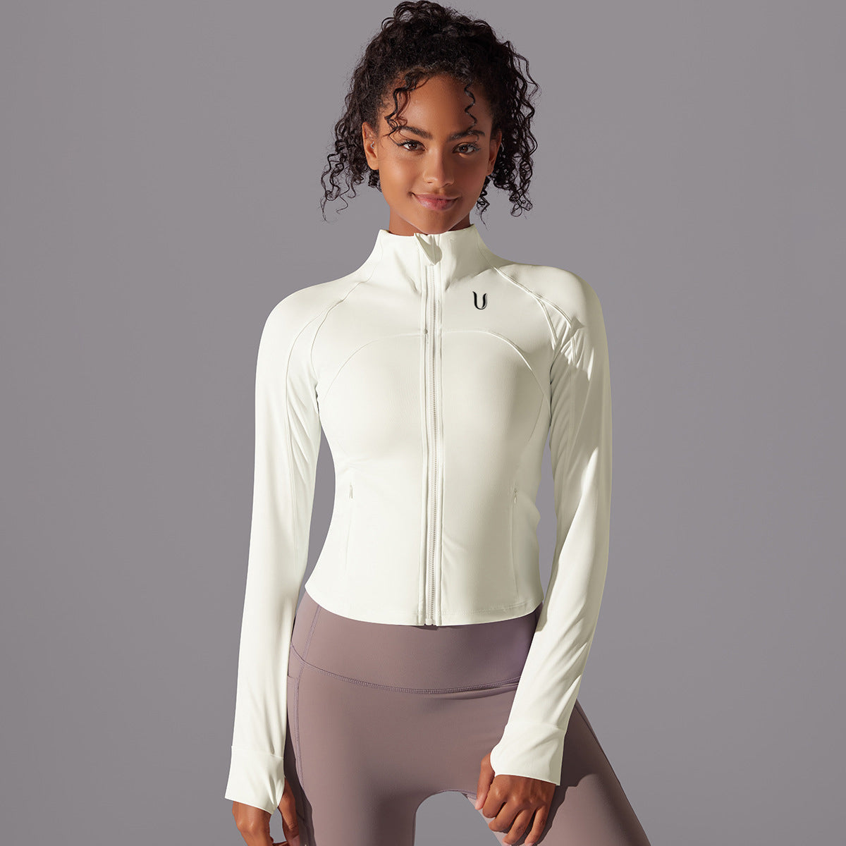 Chloe | Performance Zipper Jacket - Ivory