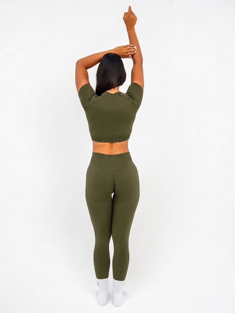 Luna | Premium Seamless Scrunch Legging - Green
