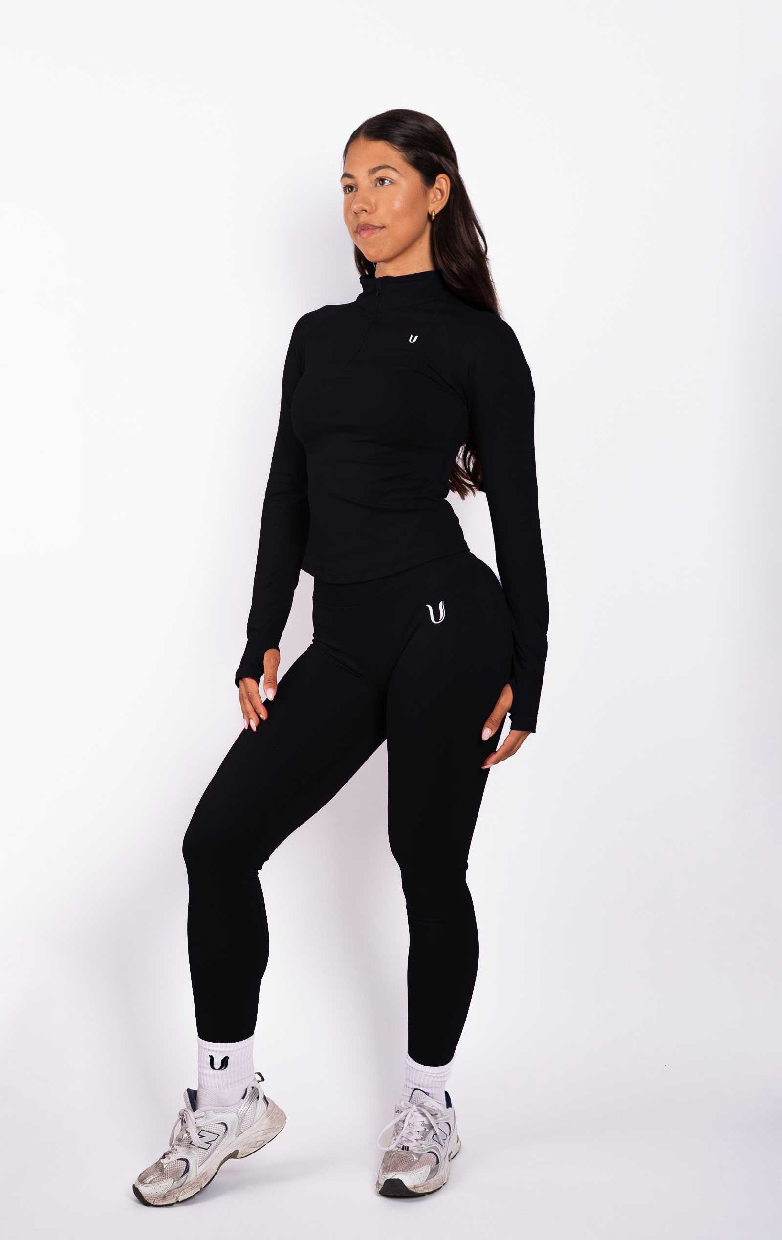 Beau | Half Zip Long Sleeve Top Black