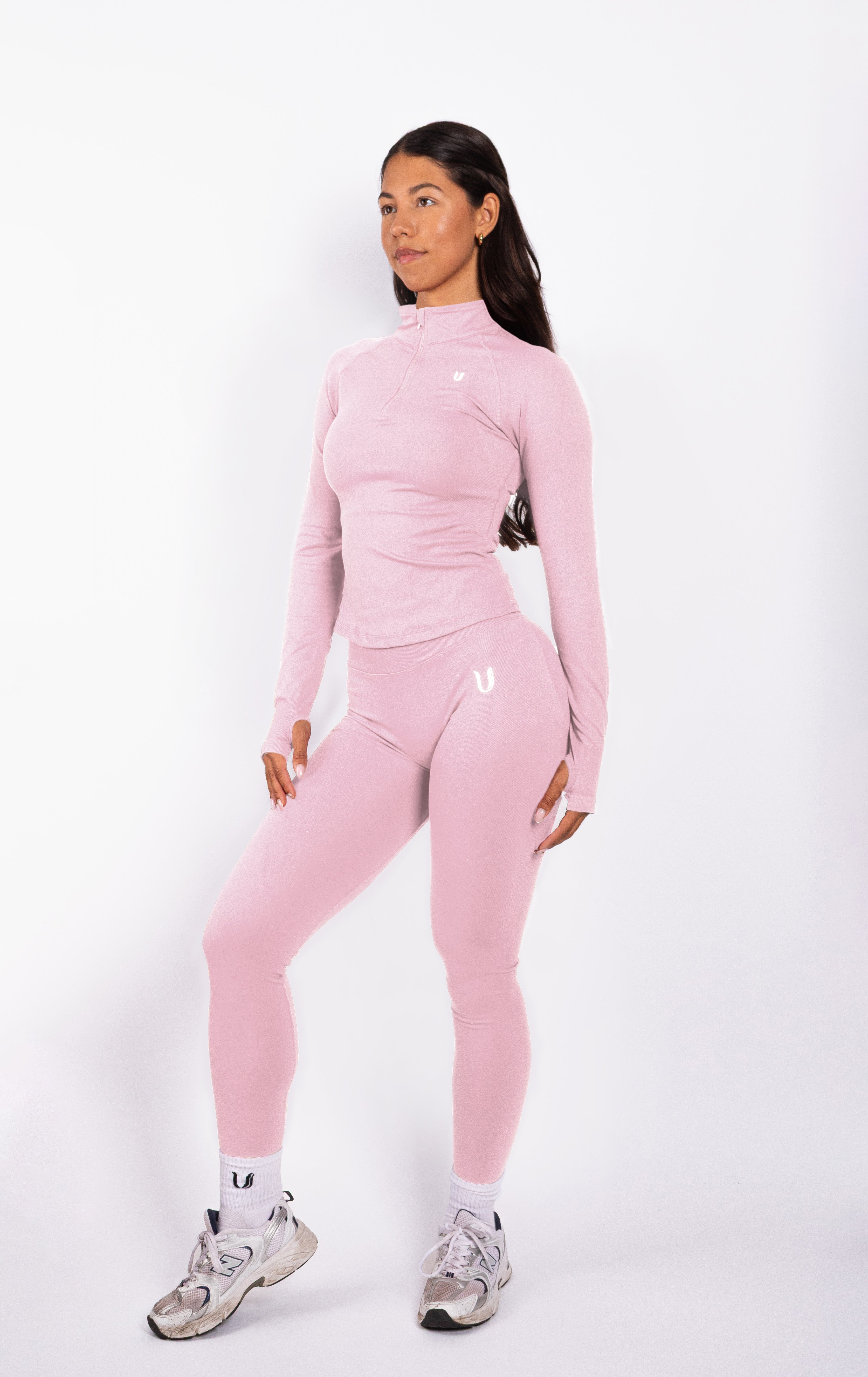 Beau | Half Zip Long Sleeve Top Pink