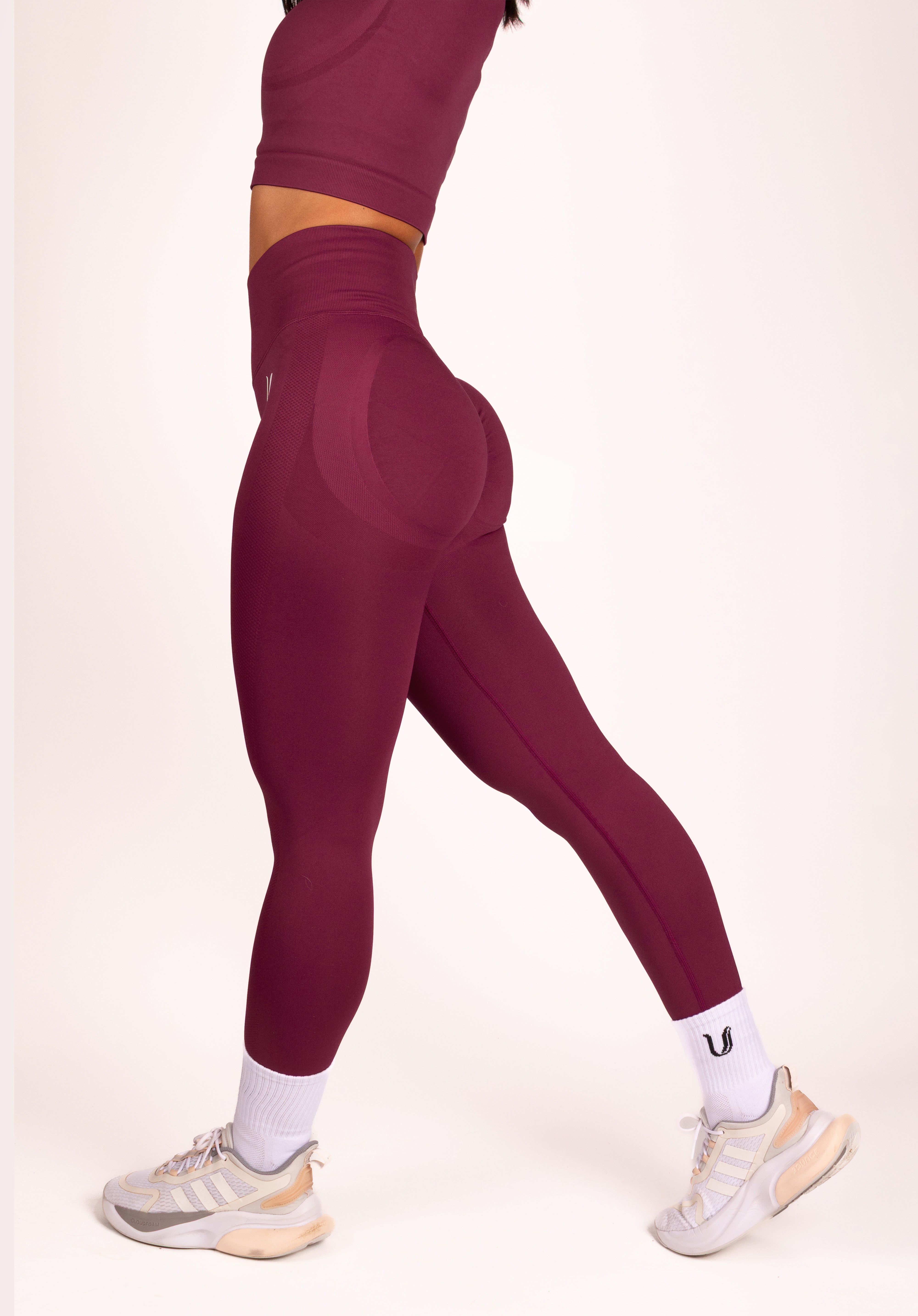 Leonie | Premium Scrunch Leggings - Wine Red