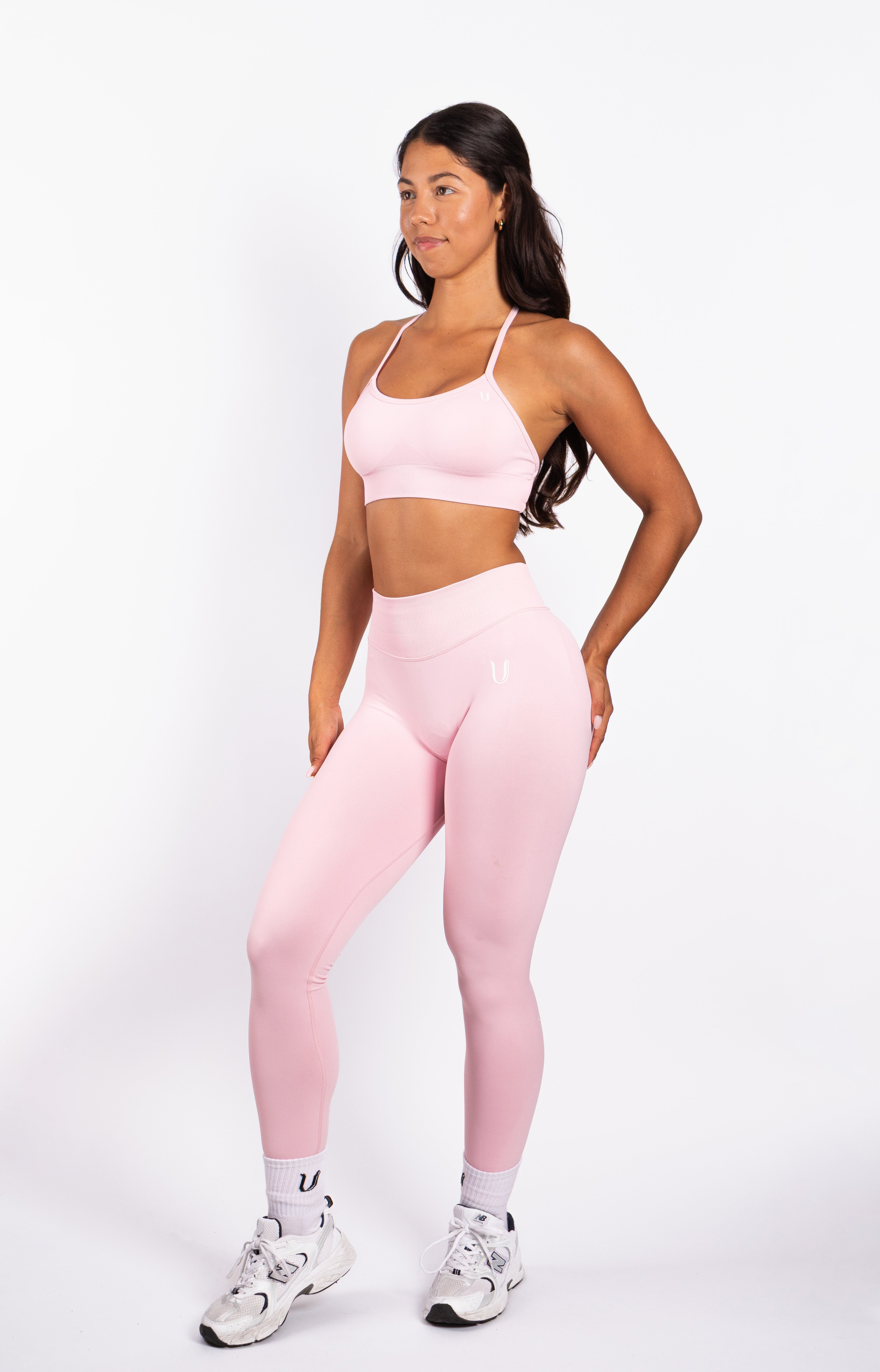 Beau Premium High Performance Scrunch Legging Roze - Dames fitness kleding zijkant