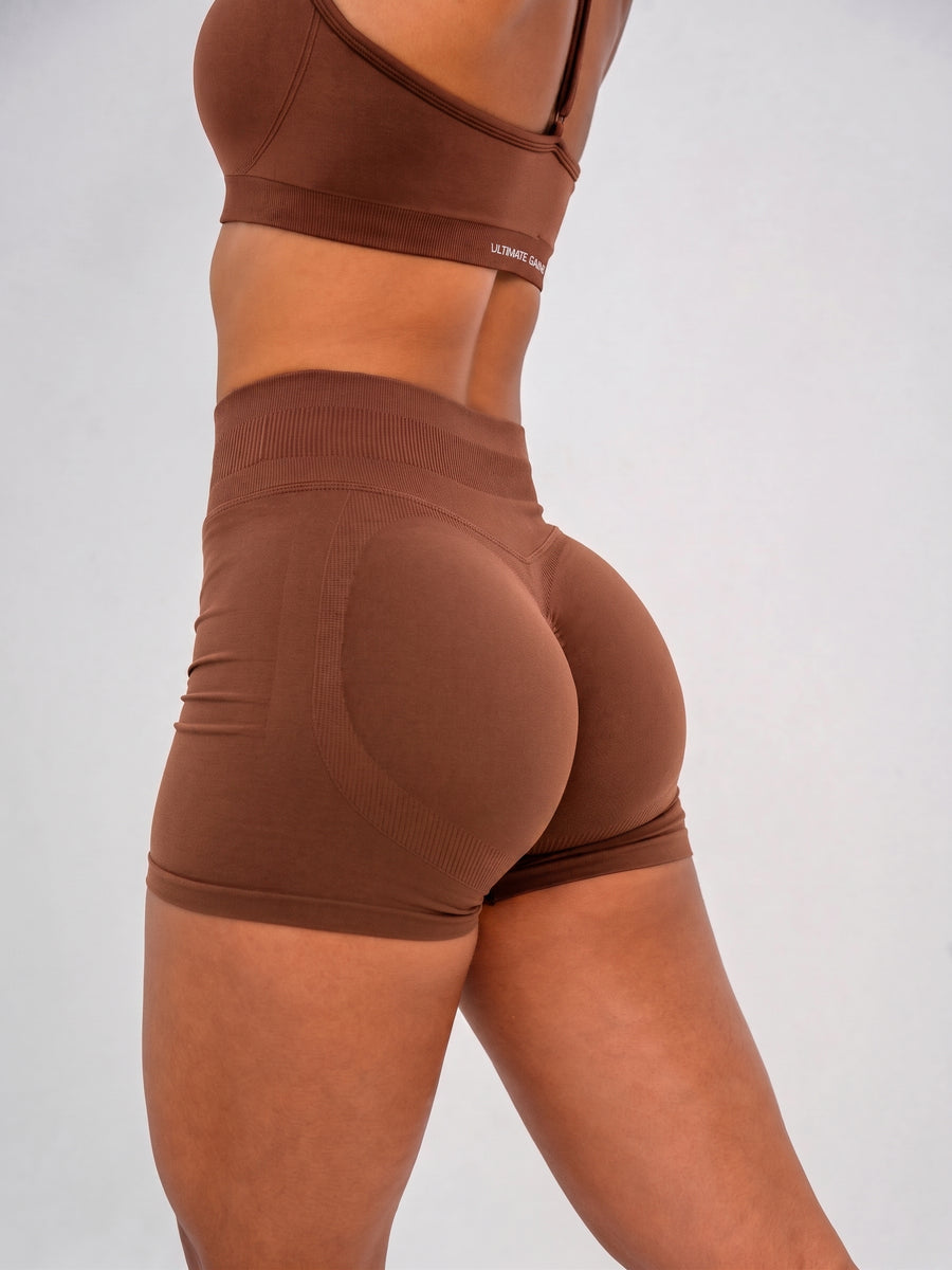 Luna | Premium Seamless Scrunch Short - Brown