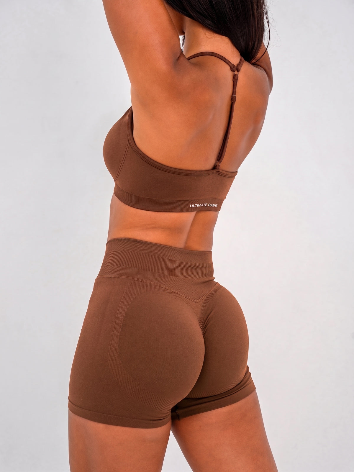 Luna | Premium Seamless Scrunch Short - Brown