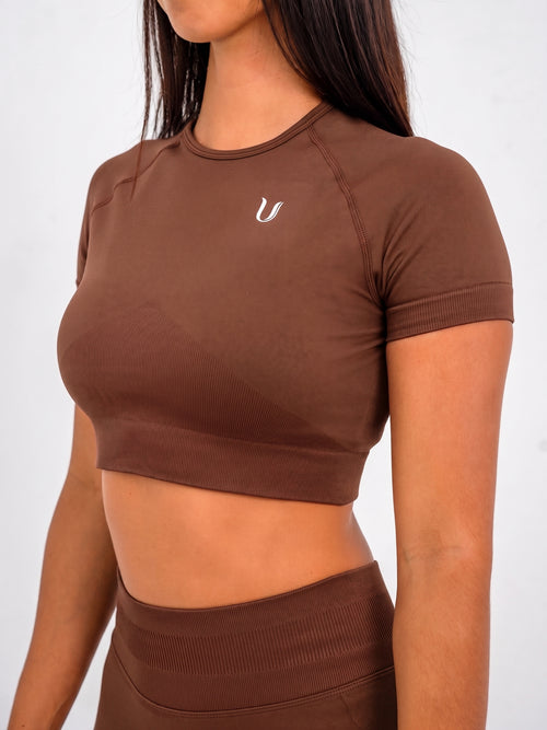 Luna | Premium Seamless Crop Top - Brown