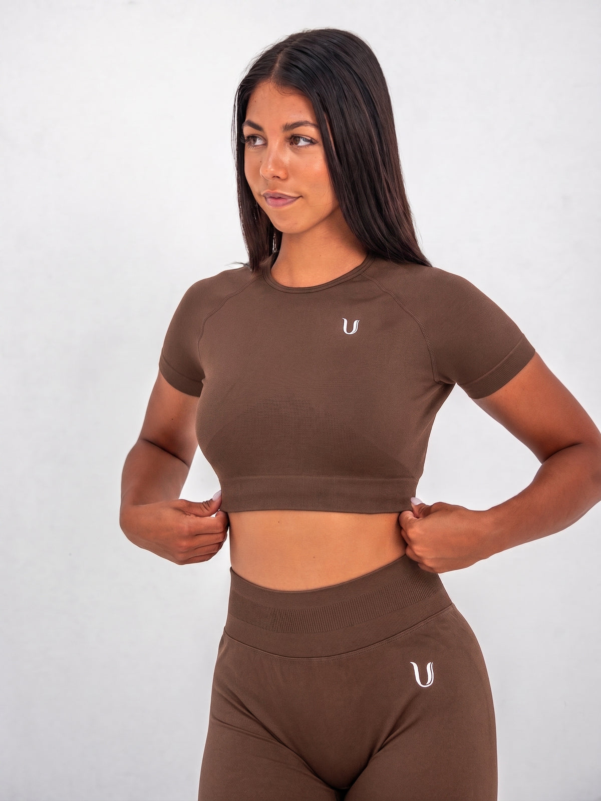 Luna | Premium Seamless Crop Top - Brown