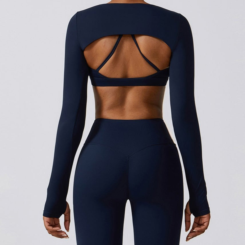 Hailey | Long Sleeve Crop Top - NavyBlue