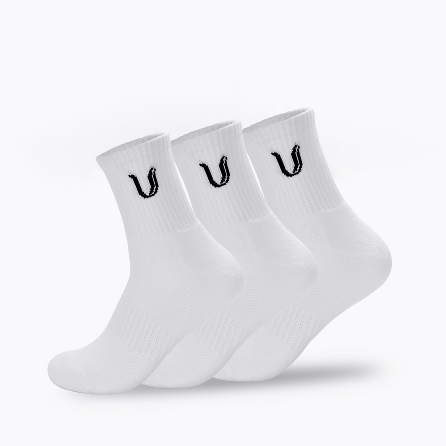 Ultimate Gainz - Performance Socks Unisex - White 3 Pairs