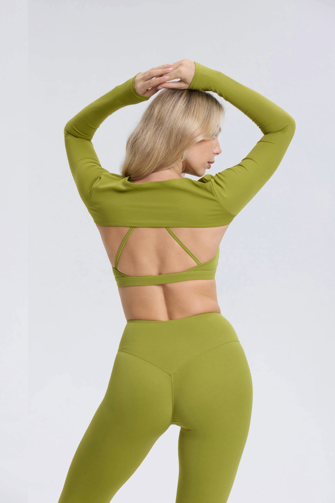 Hailey | Long Sleeve Crop Top - Green