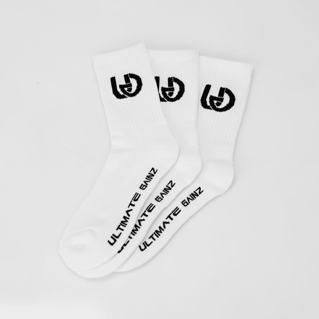 Ultimate Gainz - Performance Socks Unisex - White 1 Pair