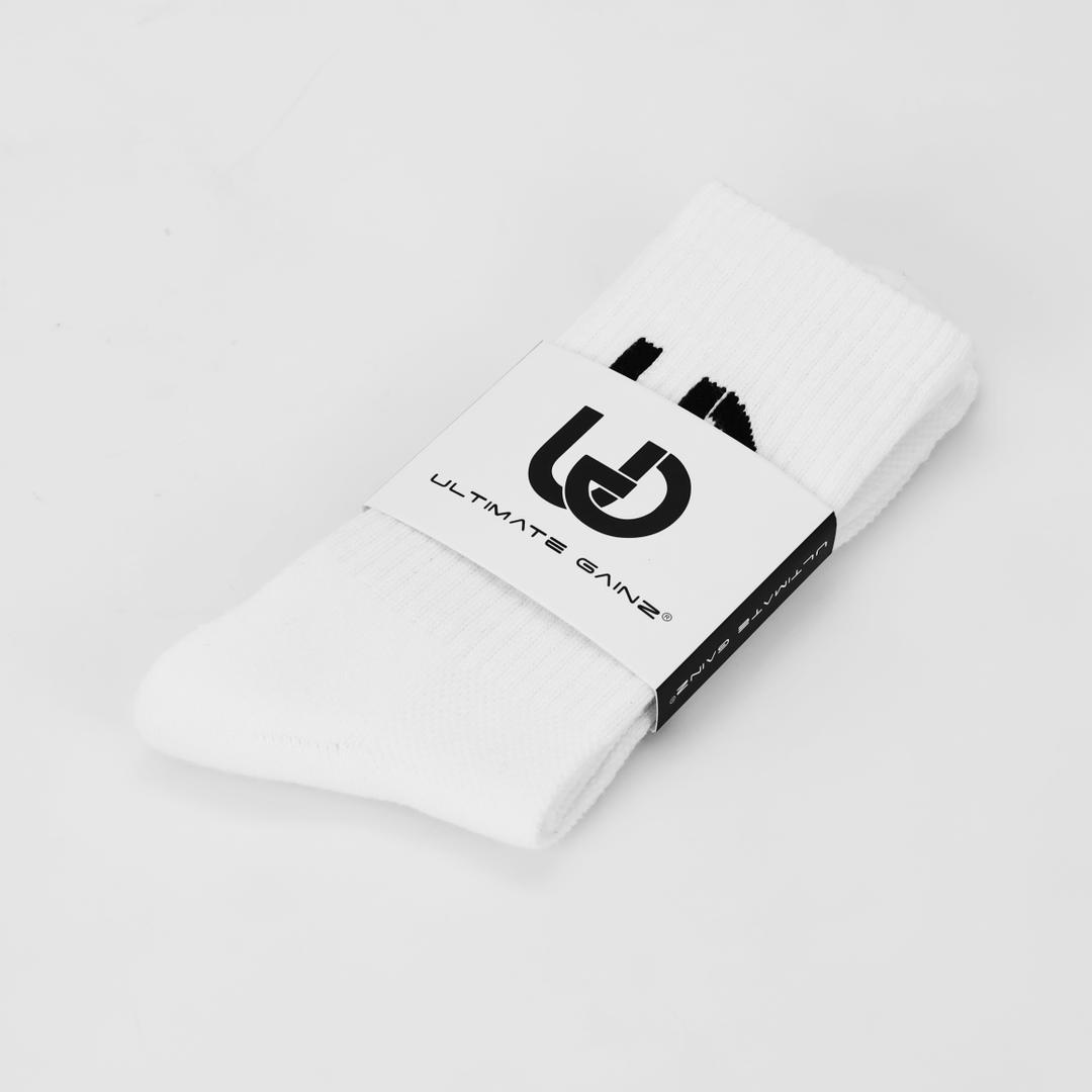 Ultimate Gainz - Performance Socks Unisex - White 3 Pairs