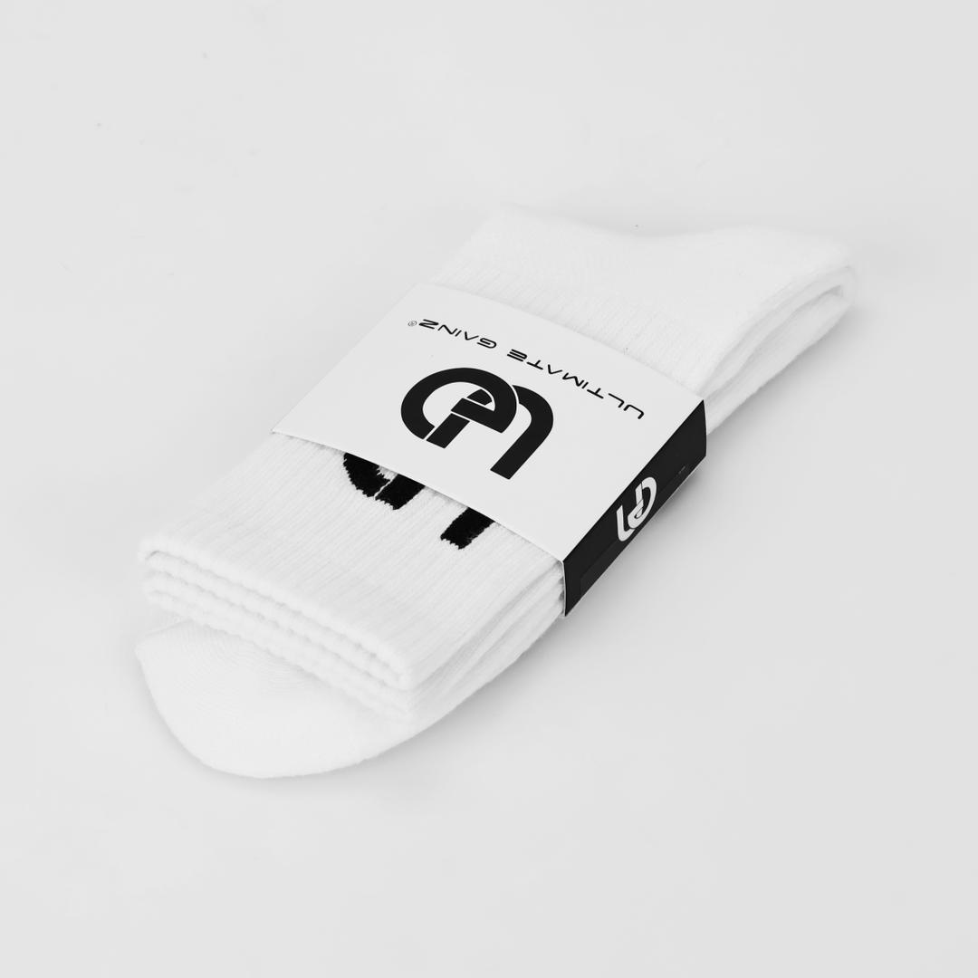 Ultimate Gainz - Performance Socks Unisex - White 3 Pairs